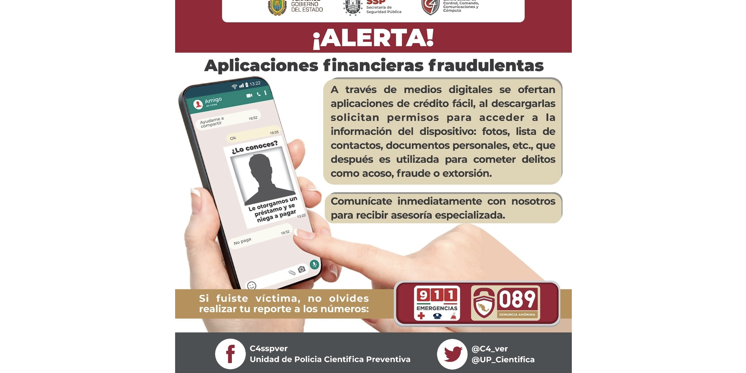 Advierte C4 sobre los riesgos de acceder a préstamos mediante aplicaciones móviles WhatsApp Image 2023-05-16 at 15.52.35