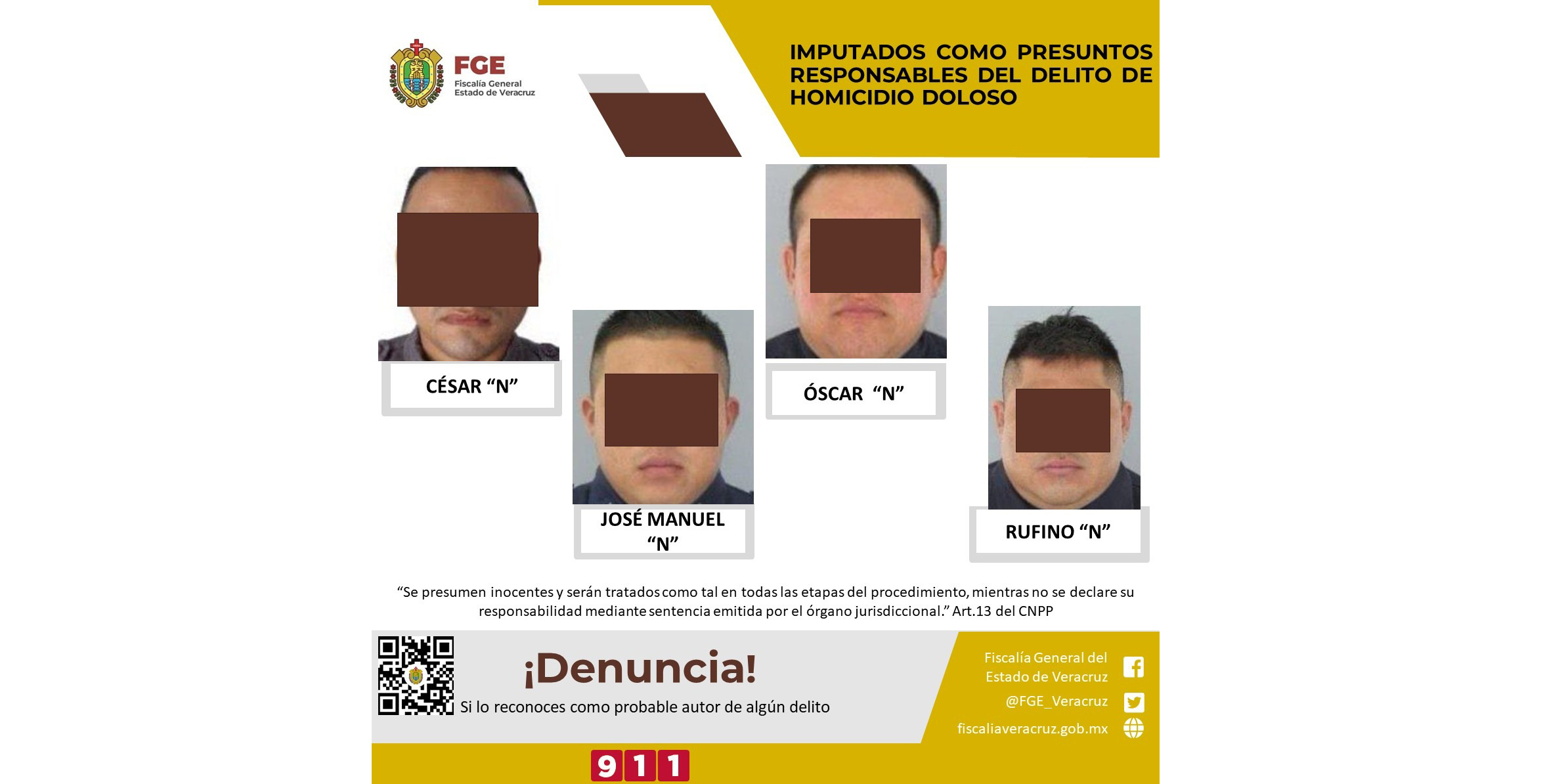 Imputados cuatro policías de Lerdo de Tejada por presunto homicidio doloso Detenidos de Lerdo de Tejada