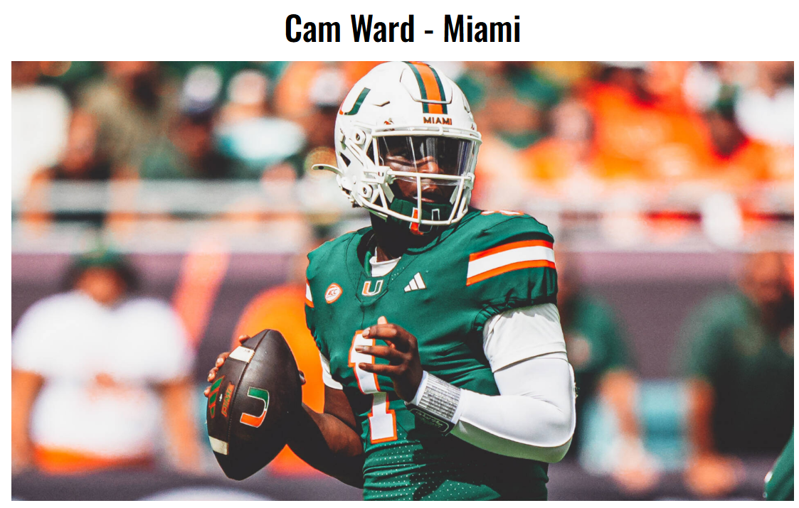 Los quarterbacks más atractivos para el Draft 2025 Cam Ward