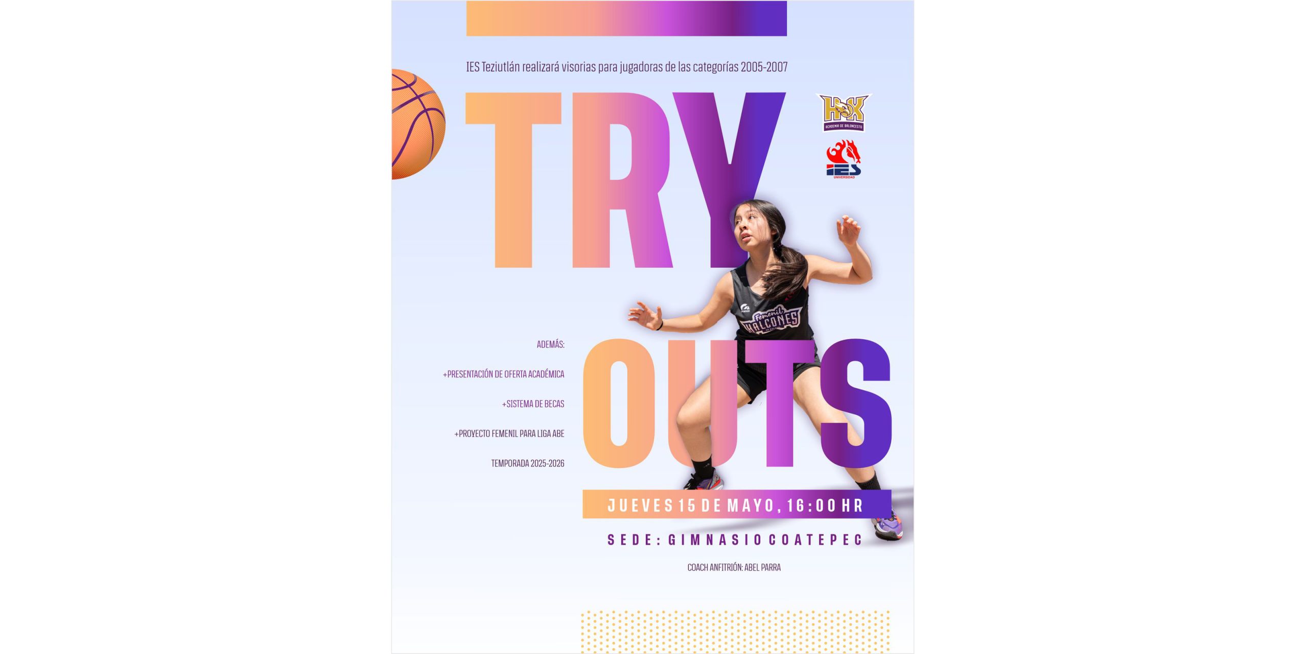 IES Teziutlán y Academia Halcones de Xalapa convocan a tryouts femeniles para la Liga ABE División II Tryouts