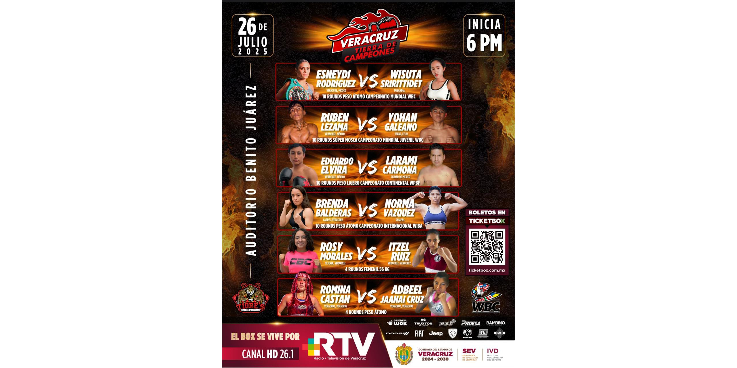 Gran función de box, con evento “Veracruz, Tierra de Campeones” cartel box