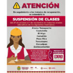 Se extiende suspensión de clases en ocho municipios de la zona norte