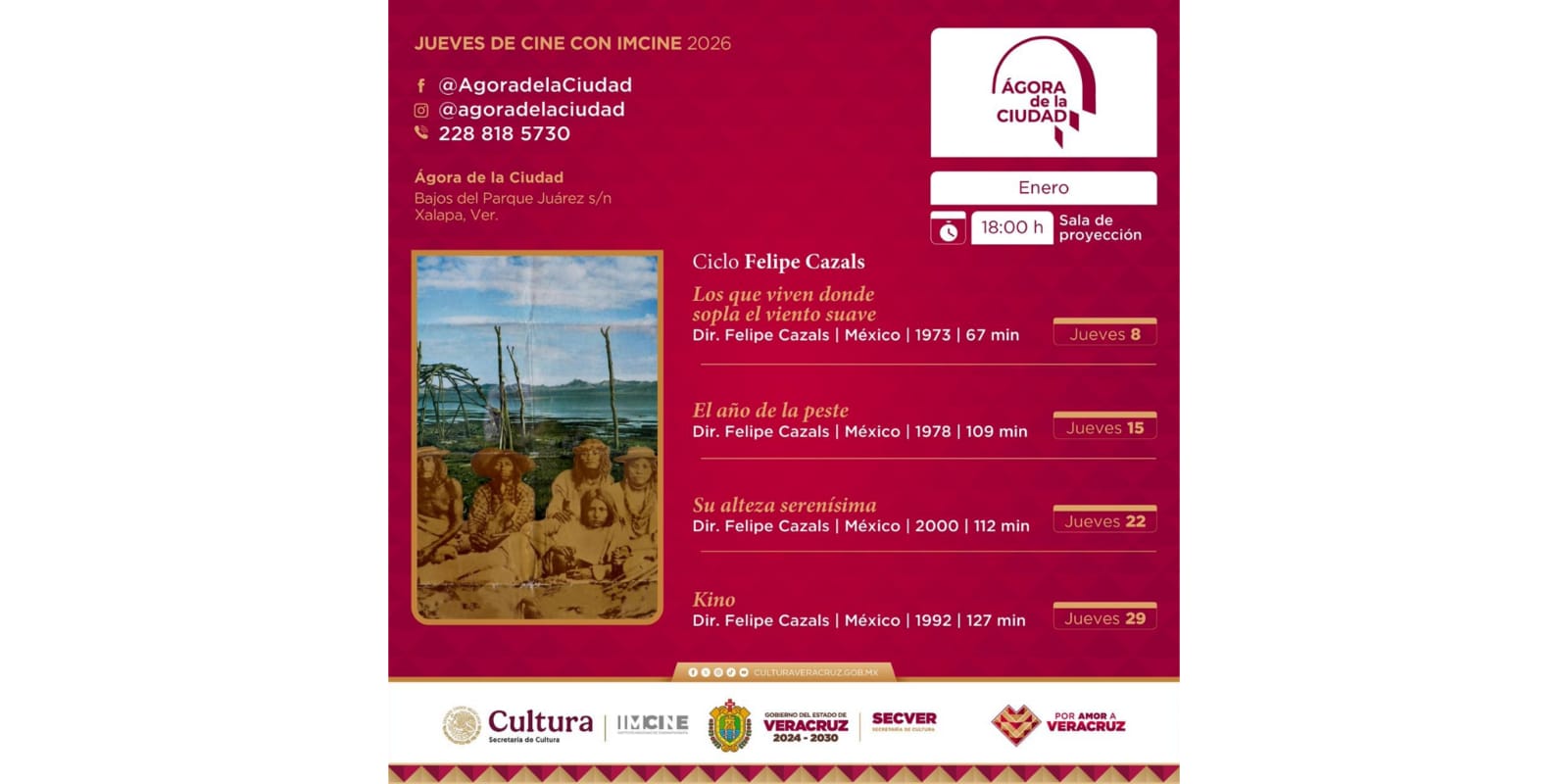 Ciclo de cine en honor a Felipe Cazals en el Ágora de la Ciudad WhatsApp Image 2026-01-08 at 18.39.25