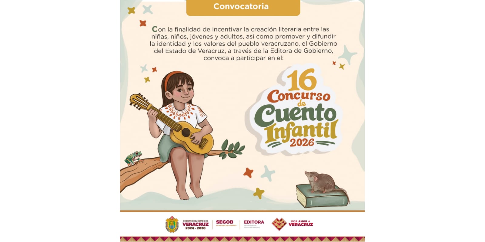 Convoca Gobierno de Veracruz al 16 Concurso de Cuento Infantil 2026